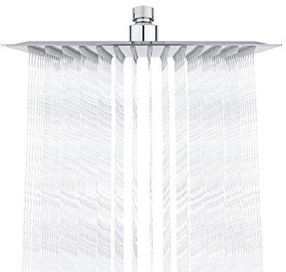 GRIFEMA Soffione Doccia Pioggia in Acciaio, Diffusore Fisso Quadrato 25 x 25 cm, soffione doccia fisso risparmio idrico soffione doccia da bagno ad alta pressione, G833