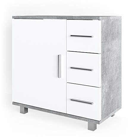 Vicco mobile sottolavabo per bagno Ilias, Calcestruzzo/Bianco, 60 x 60.8 cm