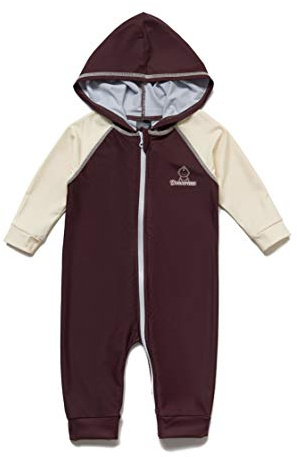 BONVERANO Trajes de baño para recién Nacidos 50+ Trajes de baño con Capucha UV(Marrón-Marrón,6-9meses