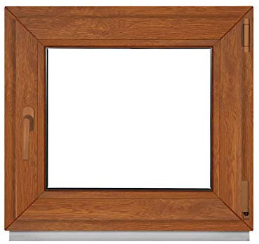 Framex Fenster Golden Oak Außen/Innen - Alle Größen Kellerfenster Kunststoff BxH 1000 x 1000 mm - Garagenfenster Fenster PVC 100 x 100 cm 2-Fach Verglasung-Din Links-Dreh Kipp Kunststofffenster