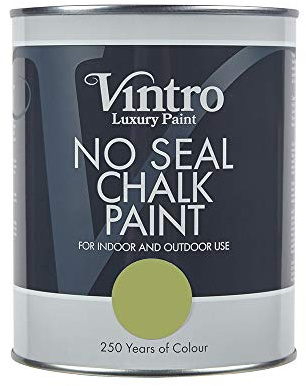 Vintro | No Seal Chalk Paint | Green | Interior & Exterior Use | Furniture | Walls | Wood | Metal | 1 Litre (Sage)