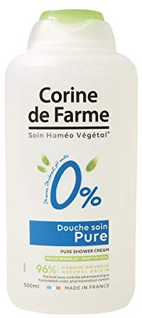 Corine de Farme - Gel Douche Soin Pure 0% - Formule pour Peaux Sensibles - Sans Savon, Zéro Colorant, Ph Neutre - Flacon 100% d'Origine Végétale – Parfum Doux – Fabriqué en France