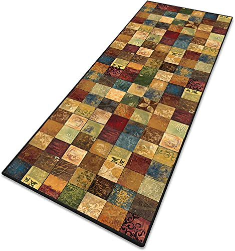 MENGH Teppich Wohnzimmer KüChenläUfer rutschfest Geometrische Muster Kurzflor 6mm rutschfest & leicht abwaschbar für Wohnzimmer, Flur, Büro, Schlafzimmer, Küche, Esszimmer gekettelt - 80x300cm