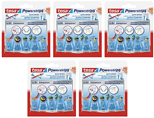tesa Powerstrips DecoHaken ablösbar für leichte Gegenstände 5 Packungen