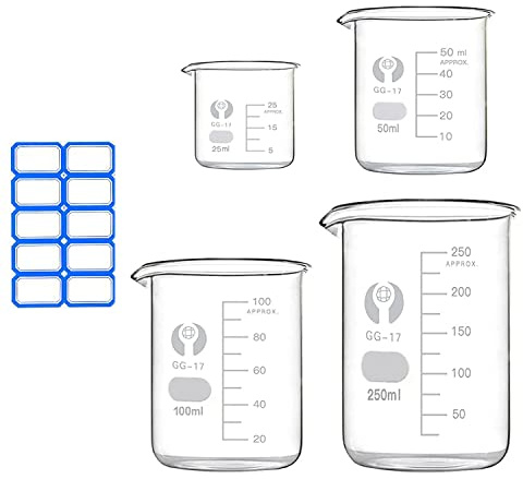 Becherglas Messbecher 250ml 100ml 50ml 25ml Borosilikatglas Becher für Labor