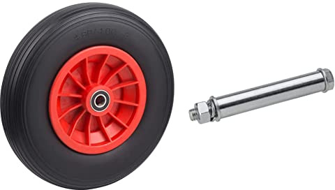 Metafranc Pannensicheres Rad Ø 400 mm - PVC-Felge - Typ 4.80/4.00-8 - 100 kg Tragkraft - Kugellager/Vollgummi-Rad für Schubkarren/mit Felge / 810950 & Achse Ø 20 mm x 137 mm - M12-830230