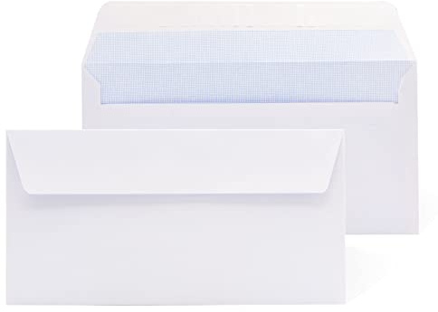 Sobres de Papel Blanco Americano, Sin Ventana Autocierre de Tira de Silicona para un Fácil Sellado. Adecuado para Envío de Documentos de Varios Tamaños - Ofituria (200 Sobres, Sin Ventana)