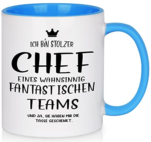 Joymaking Chef Tasse Mit Spruch - Ich Bin Stolzer Chef Eines Teams, Lustige Geschenk Tasse Zum Geburtstag Weihnachten, Abschied Geschenk für Kollegen Geschenkideen