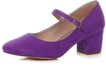 AJVANI Womens Ladies mid Block Heel Strap Work Evening Party Mary Jane Court Shoes Size