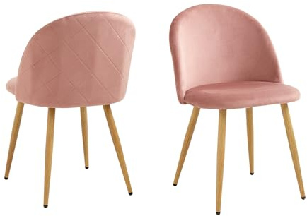 HJhomeheart 2/4/6 Stuhl mit Samt-Esszimmerstuhl-Set für Wohnzimmer, Schlafzimmer, Küche (Rosa-2)