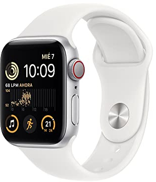 Apple Watch SE (2.ª Gen) (GPS + Cellular, 40mm) Caja de Aluminio en Plata con Correa Deportiva Blanca - Talla única (Reacondicionado)