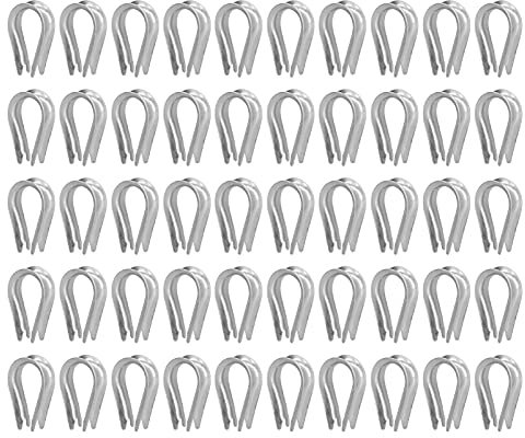 50-teiliges Drahtseilkauschen-Set, Edelstahl-Drahtseilklemmen, Kabel-Rigging-Werkzeuge, Spannschloss für die Schiffbauindustrie [M2 (2 Mm)], Befestigungselement(M6 (6mm))
