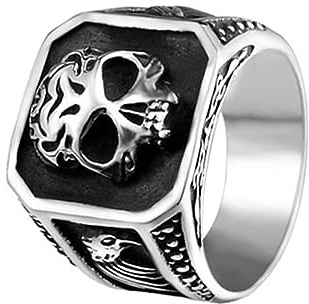 VELESAY Anillos Hombre Acero Inoxidable Anillo Vintage Calavera Anillo Gótico Retro Cráneo Anillo Punk Biker Skull Anillo Calavera Mujer Anillos Joyería