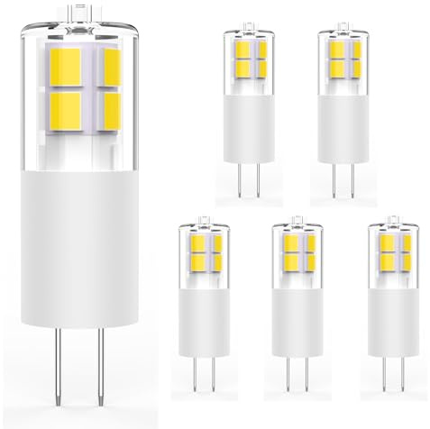 KAPATA G4 LED Bulbs Daylight White 5000K 3W 12V JC Bi-Pin Light Bulbs LED G4 20W-30W T3 Halogen Bulb Replacement Landscape Bulbs, 6 - Pack
