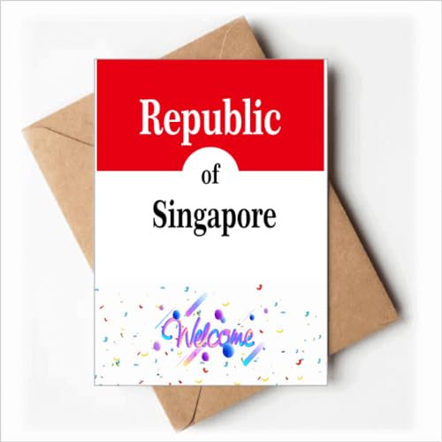 Singapur Löwe Stadt Flagge Farben Englisch Willkommen zurück Grußkarten Umschläge Blank