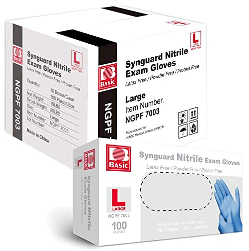 Jointown Basic Medical Blue Nitrile Exam Gloves - Latex-Free & Powder-Free - NGPF7003 (Case of 1,000), Large