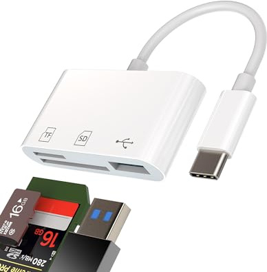 Adattatore USB C USB 3.0 OTG Lettore Schede SD Micro SD 3in1 Hub Multipresa per Apple iPhone15 Pro Max Plus Per iPad 10 Air4 Macbook Air Compatibile con Samsung Card Reader Accessori PC Computer Prese