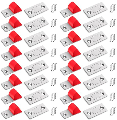 16 Pack Magnetic Door Catch Door Magnets for Cabinets Ultra Thin Cupboard Magnets Self Adhesive and Screw Two Installation Methods Magnetic Catches Closure for Cabinets Windows Wardrobes