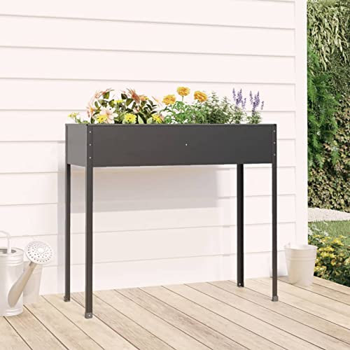Kavolet Hochbeet Metall, Pflanzkübel Anthrazit 100,5x40,5x90 cm Verzinkter Stahl, Blumenbett, Frühbeet Bausatz für Gemüse, Kräuterbeet, Pflanzkasten für Garten, Balkon & Terrasse