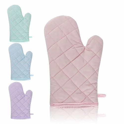 Oven Glove Heavy Duty Baking Mitt Cooking Potholder Heat Resistant Pastel Oven Glove For Food Frying Grilling Cooking Kitchen Essentials Home Supplies Assorted Colour L28 x W18 x D2.5cm (1Pc)