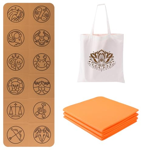 EKE Kork-Falt-Yogamatte, 5 mm Dicke, Standardgröße, Faltbar, reise Leicht und Tragbar, Ideal für Yoga, Pilates, Fitness, Sport, Training, inklusive Canvas-Tragetasche
