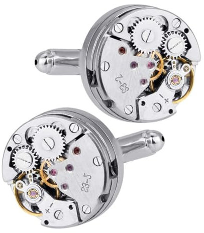 Sarini gemelli da uomo con meccanismo a orologeria,orologio vintage,movimento,a forma di regalo,con un'elegante scatola espositiva per il giorno del ringraziamento,anniversari di matrimonio,compleanno
