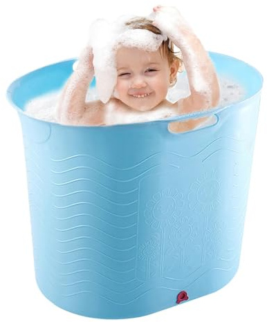 Kleinkindbadewanne,Kinderbadewanne - Hochtemperaturbeständige Komfort-Babybadewanne mit Abfluss | Sichere tragbare Badewanne für unterwegs, große Badewanne für Kleinkinder, Badeeimer für Babypartys