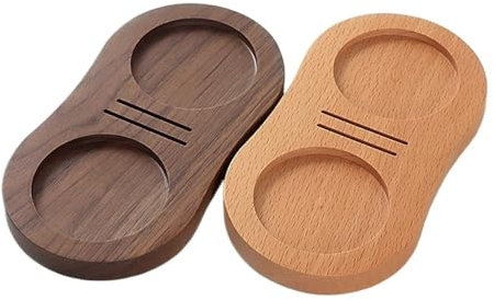 LSYHHXC 51/54/58mm Wooden Coffee Tamper Stand Presser Holder For Espresso Puck Screen Tamping Station Distribution Lever Tool Tamper Mat(Walnut)
