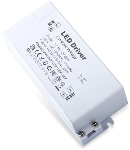 YAYZA! LED Trafo 12V 60W, Transformator 230V AC auf 12 Volt DC 5A
