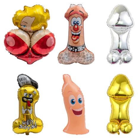 6 Pièces Décoration de Fête, Decoration, Ballon Kit Ballon, Deco Anniversaire pour Femme Homme,Ballons pour fête Adieu au Célibat en Mylar ou Latex