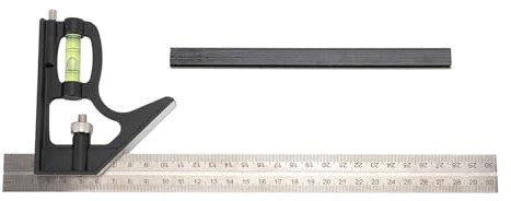 Mumusuki 12 Inch Combination Square, Aluminum Alloy Carpenter Square Woodworking Measure Tools Ruler Framing Square 45 Degree 90 Degree Marking for Angle Measuring Marks and Drawing