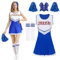 Kitimi Cheerleader Kostüm Damen für Erwachsene, Cheerleadering Outfit Fancy Dress Uniform mit Pompoms Haargummi Socken, High School Cheerleader Kostüm für Verkleidung Karneval Party Cosplay Fasching