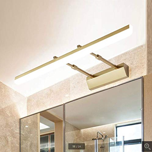 SSNCcNC Badleuchte Led Modern Spiegellampe 40CM 9W Einstellbar Spiegelleuchte Badezimmer Ip20 Wasserdichte Badlampe Metall Eisen Schrankleuchte Drei-Farben-Licht,Gold