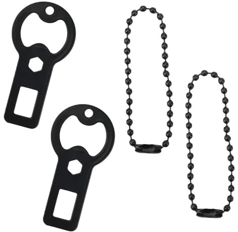 2pcs Portable Bottle Openers with 2pcs Hanging Key Chains, Metal Flat Bottle Opener Key Ring Bottle Cap Opener Keychain Bottle Opener Bottle Lid Opener Keyring for Home Kitchen Bar Pub(Black)