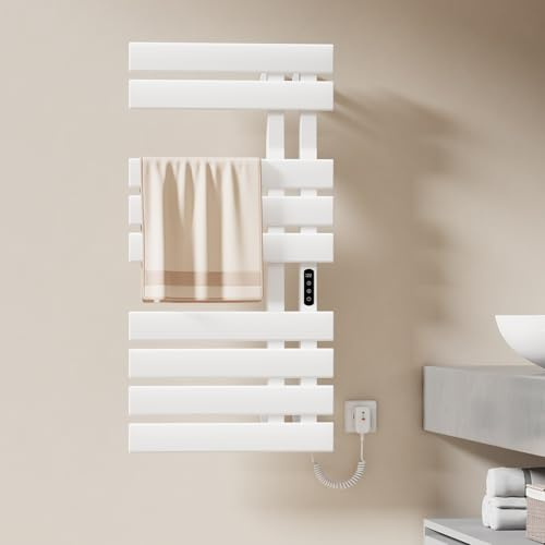 EMKE Toallero Eléctrico de Baño, 1000x500mm, 320W, Blanco,Lado Derecho | Calefacción Eléctrica, Pantalla Táctil, Toallero Eléctrico con Control Wi-Fi, Función Temporizador