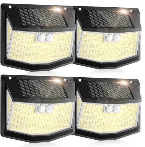 Lampe Solaire Exterieur Detecteur Mouvement: 248 LED Solaire Extérieur Projecteur avec Détecteur de Mouvement 3 Modes 270° Eclairage Lumiere Sécurité sans Fil IP65 Etanche pour Jardin Garage Lot de 4