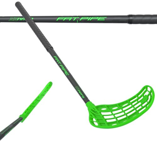 FAT PIPE Floorball Schläger Unihockey Stock Nitro 33 WIZ - Black NEON Green - IFF Zertifiziert, mit WIZ Schaufel/Kelle (Schaftlänge 75 cm, Linke Hand Oben/Rechtsauslage)