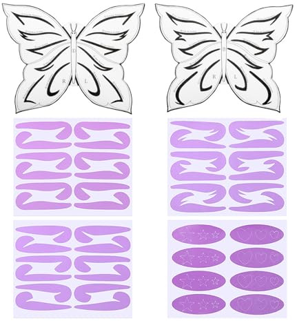 Vspek Eyeliner & Lidschatten Schablonen, 6 Stück - Diverse Stile für Anfänger und Profis - Papierrechteckige Schablonen, 5 cm x 5 cm