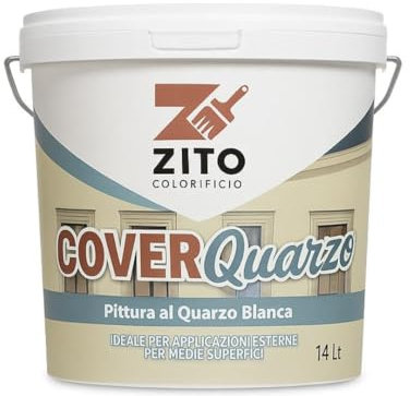 DI.M.EL. S.R.L. Pittura al Quarzo Bianca per Esterni – Idropittura Super Coprente e Resistente per Muri e Facciate – Facile Applicazione - Zito CoverQuarzo | Made in ITALY (14 Litri)