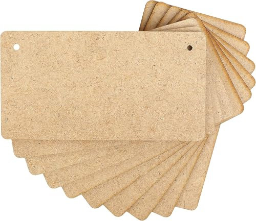 10 pannelli decorativi in MDF, 15 x 8 cm, spessore 3 mm, bordi arrotondati, con fori per appendere