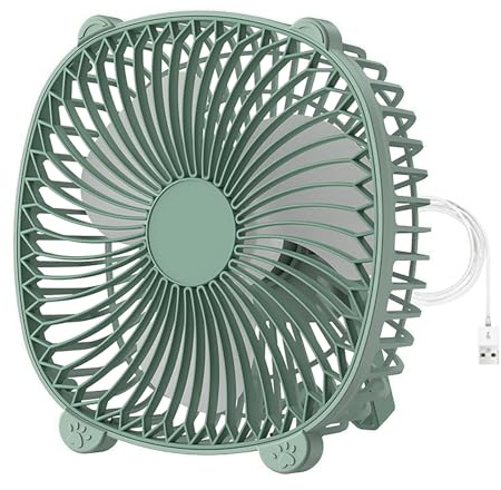 Soseelnee USB Wired Desk Fan, 7 Inches Small Quiet Cooler, Hanging/Wall-Mounted/Stand Table Cooling Fans for Home Office Kitchen Car Use (Green)