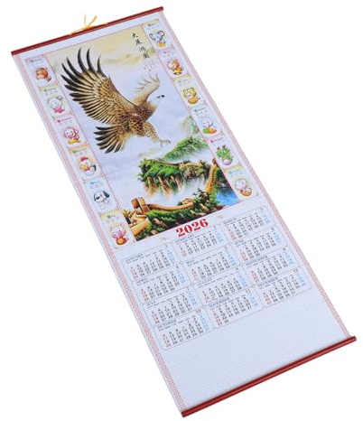 Calendrier Du Nouvel An À Suspendre Parchemin Lunaire Du Du Cheval 2026 – Décoration Murale Traditionnelle Chinoise Pour Le Suivi Quotidien Des Dates – Décoration Feng
