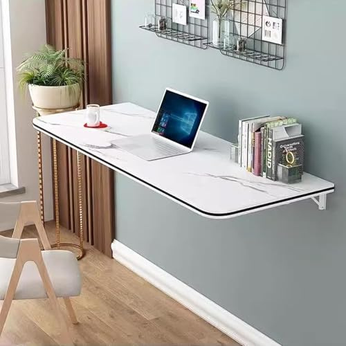 FGHDFH Wall Mounted Folding Table for Computer, Floating Desk for Wall Small Spaces, Fold Down Table for Home Office Laundry Room Workstation,Study Work Bench, Kitchen Dining (White, 40X120CM)