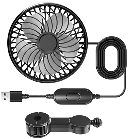 KAHDGSS Ventilador portátil para reposacabezas de automóvil, 5 V, operaciones USB, 3 velocidades ajustables, universales, para asiento trasero de coche, ventilador USB