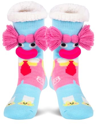 WOTENCE Calcetines Mujer Antideslizantes Invierno Calcetines Térmico de Punto Para Estar por Esponjosos Lindos Animales Casa