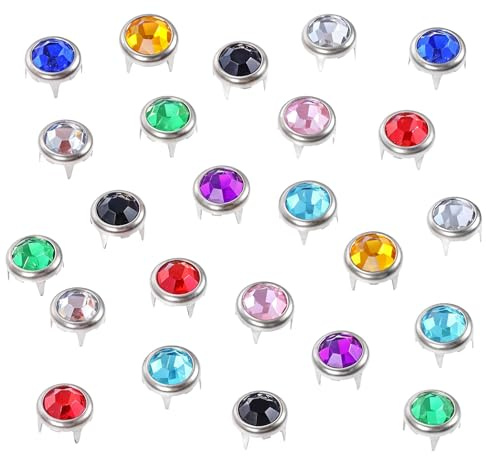 100 Pcs Nailhead Crystal Claw Rivets Rhinestone Studs Round Rivets, Punk Spikes Decorative Multicolor Crystal Nailhead Spikes for DIY Clothing, Shoes, Bags, Belts
