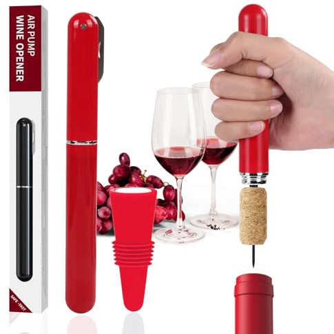 FBBULES Set de Accesorios para Vino, Sacacorchos de Aire a Presión, Tapón Reutilizable para Botellas, Tapón de Silicona, Ideal para los Amantes del Vino