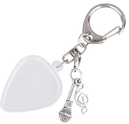 Fukaisu Guitar Pick Holder Keychain with Clear Guitar Pick Case, Heart Shaped Storage Box for Easy Identification Music Accessory for Players Performances Daily Use Music Lover Gifts