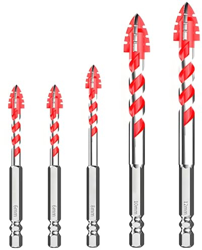 CENCERY Professionelles Bohrer-Set für Fliesen, Keramik, Glas, Porzellan, Zement, Ziegel, Granit, Marmor (5er Set, 6, 6, 8, 10, 12 mm)