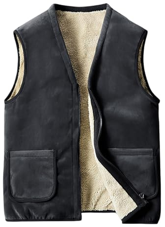 Generisch Steppweste Herren Winter Fleece Gefütterte Winterjacke Warme Ärmellos Ärmellose Männer Fleeceweste Bodywarmer Weste Thermoweste Wärmer Arbeitsweste Angeln Outdoor Mäntel, Grey, L